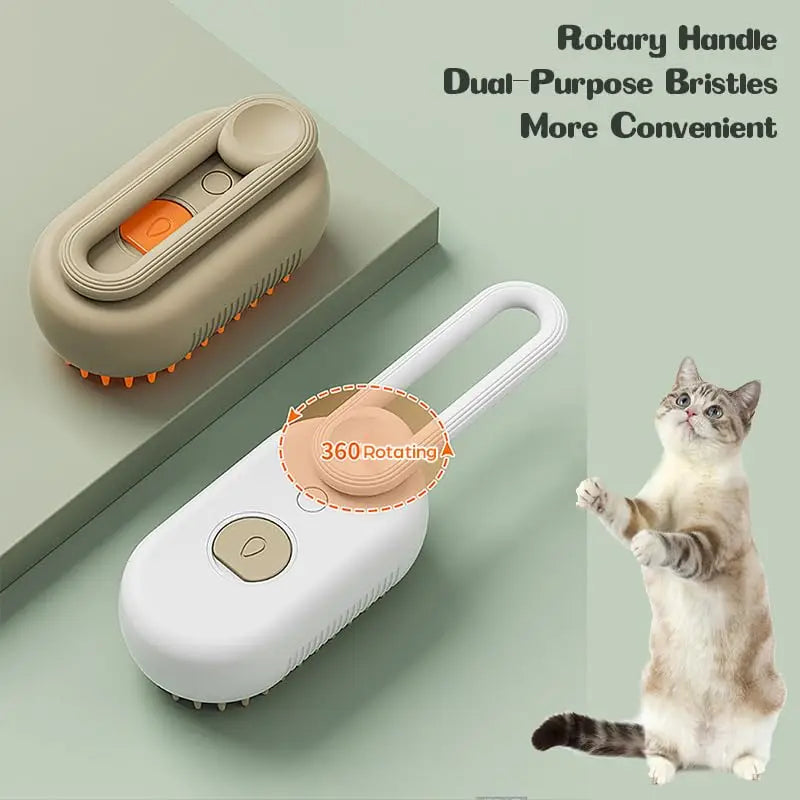 Steam Pet Grooming Brush - USB Rechargeable